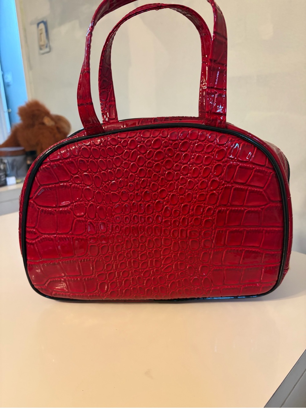 Elizabeth Arden Red Croc-Embossed Mini Dome Bag